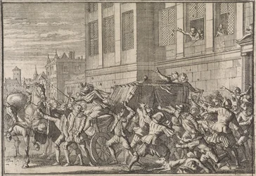 Aanval te Madrid op het rijtuig van de graaf van Olivares, Gaspard de Gusmán, 1643
