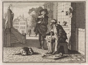 Arme schoenmaker in gesprek met een rijke man