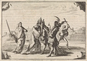 Spotprent over de strijd tussen Lodewijk XIV en paus Innocentius XI, 1687