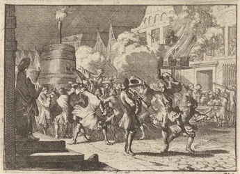 Vreugde in Parijs naar aanleiding van het valse bericht van de dood van Willem III bij de slag aan de Boyne, 1690