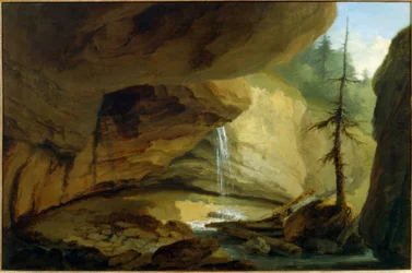 Rotsgrot met waterval