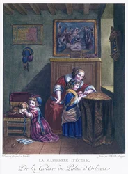 De schooljuffrouw, gegraveerd door R. Delaunay