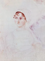 Portret van Jane Austen, ca. 1810 (potlood & aquarel op papier)