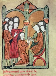 De gravin van Béarn zweert Alfons II van Aragón hulde en belooft niet zonder zijn toestemming te trouwen, uit het handschrift bekend als Liber Feudorum Maior