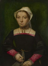 Een dame met een rozenkrans