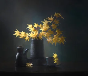 Stilleven met gouden esdoorn