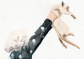 Ze namen het katje terug..., 2016 (olieverf op papier)