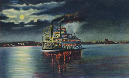 Maanlicht op de Ohio-rivier, Louisville, Ky., 1942