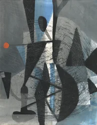 Zonsondergang, ca. 1950 (gouache op papier)