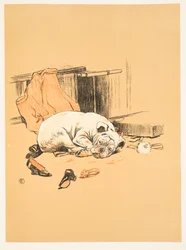 Teleurstelling bij het niet vinden van de Chocolade, uit A Gay Dog, Story of a Foolish Year Aldin, Cecil Charles Windsor (1870-1935), uitgegeven door William Heineman, 1905. 1e Editie, Illustratie
