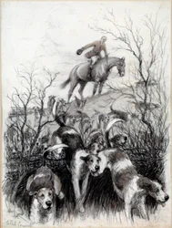 Jachtscène in Engeland: Honden