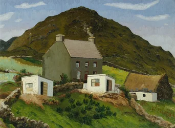 Huis op een heuvel in Wales, ca. 1935 (olieverf op doek)