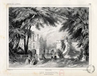 Het kasteel en de tuinen bij het Château de Chenonceaux, 1836