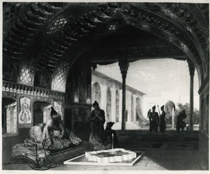 De Spiegelzaal in het Paleis van de Sardar van Jerevan, door Celestin Francois Nanteuil (1813-1873), Armenië