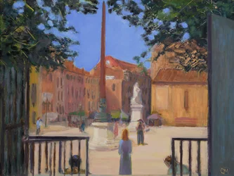 Poseren in Campo Santo Stefano (olieverf op doek)