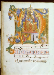 Initiaal N met Sint Petrus op de troon en de bevrijding van Sint Petrus