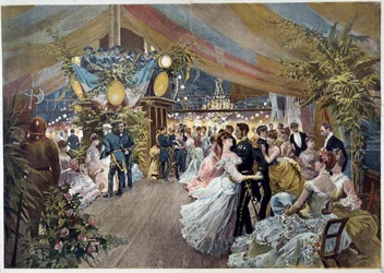 Een bal aan boord van een lijnschip. Illustratie door Cesare Detti (1847-1914) 19e eeuw Parijs, Musee Carnavalet