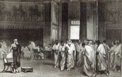 Appius Claudius die de Senaat overtuigt om het vredesaanbod van Pyrrhus af te wijzen, uit 