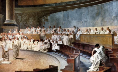Cicero die Catilina in de Senaat aanklaagt (63 v.Chr.)