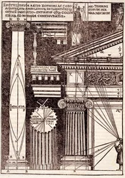 Voorbeelden van Klassieke proporties, uit Di Lucio Vitruvio Pollione de architectura a libri dece, door Gotardo de Ponte Como, 1521