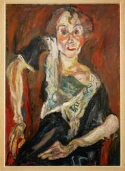 De oude actrice (schilderij op doek)
