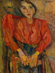 Vrouw in Rode Blouse