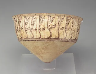 Kegelvormige kom met een luipaardontwerp, 3500-3000 v.Chr.