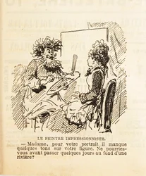 Mevrouw, voor uw portret ontbreken er een paar tonen op uw gezicht, 1877