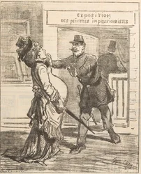 Mevrouw, het is niet raadzaam om binnen te komen! Le Charivari, 16 april 1877, 1877