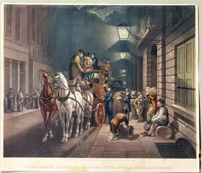 Koninklijke Post vertrekt vanaf het Postkantoor, Lombard Street