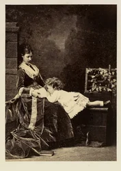 Maria Fjodorovna (Dagmar van Denemarken) (1847-1928) en haar zoon de tsarevitsj Nicolaas Aleksandrovitsj (Nicolaas II)