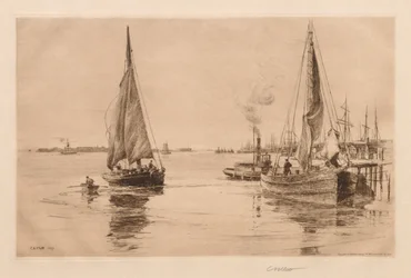 Twee sloepen op de East River