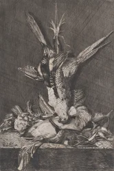 Jachttrofee met wildvogels en artisjok