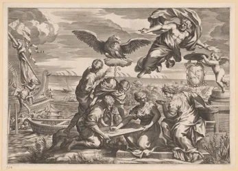 Allegorie op de buitenlandse heerschappij met Geografia en Jupiter