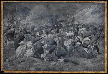 De nederlaag van het Egyptische leger onder Hicks Pasha door de troepen van de Mahdi Muhummad Ahmad bij El Obeid, 5 november 1883