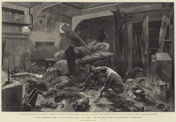 In de Commandantshut van HMS Alexandra, Effect van een Granaat van de Forten, tijdens het Bombardement van Alexandrië