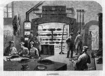 La Rotisserie des keukens van het Palais des Tuileries, in 1864. Gravure door F. Lix en Barbant naar een tekening van Moullin.