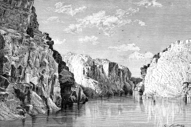 De kloof van de Marble Rocks, India, 1895