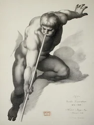 Engel die op de trompet speelt, plaat 1 uit Cours de Dessin Volume II: 