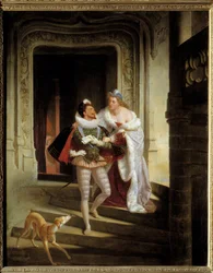 De markiezin van Noirmoutiers, Charlotte de Beaune Semblancay, probeert Hendrik I van Lotharingen, hertog van Guise, te overtuigen om naar de vergadering van de staten van Blois te gaan voor zijn moord in 1588 in het kasteel van Blois