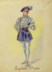 Kostuum voor de hertog van Mantua, uit akte III van de opera 