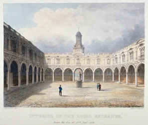 Binnenplaats van de Royal Exchange, City of London, 1838