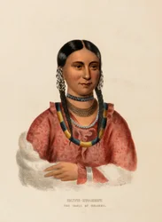 HAYNE-HUDJIHINI. THE EAGLE OF DELIGHT (De adelaar van het genot), uit History of the Indian Tribes of North America (Geschiedenis van de indianenstammen van Noord-Amerika).