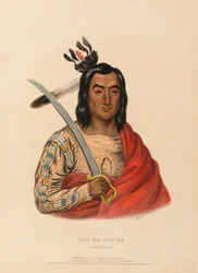 MON-KA-USH-KA. A SIOUX CHIEF, uit History of the Indian Tribes of North America.