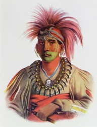 Nowaykesugga, een Otto, illustratie uit «De indianenstammen van Noord-Amerika, deel 3», door Thomas L. McKenney en James Hall, uitgegeven door John Grant