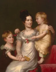 Sarah Weston Seaton met haar kinderen Augustine en Julia