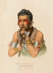 JONGE MA-HAS-KAH. CHIEF OF THE IOWAYS, uit History of the Indian Tribes of North America.