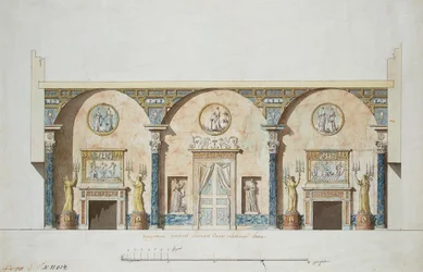 Ontwerp voor de grote zaal in het Agaatpaviljoen in Tsarskoye Selo, Begin 1780s