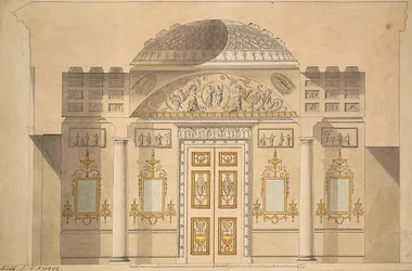 Verhoging van de Spiegelmuur in de Jaspis Studie van het Agaat Paviljoen in Tsarskoye Selo
