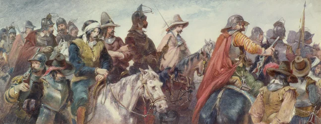 Cavalerie die gevangenen escorteert